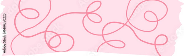 Fototapeta Coquette Plaid Washi Tape Girly Scrapbook Pink and Red Stripes, Hand Drawn Simple Doodle Patterned Scribbles, Hearts and Stars, Wave Whimsical Groovy Vector Isolated Design Element