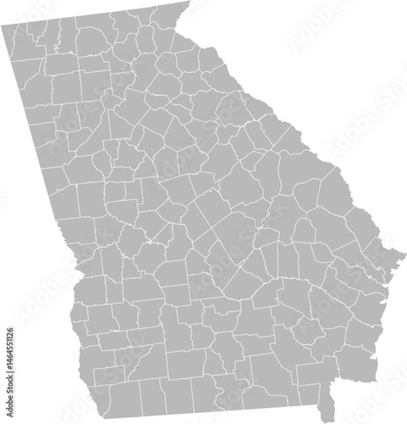 Fototapeta Georgia vector map with county boundaries (Albers equal area conic projection, PPT-compatible & fully editable)
