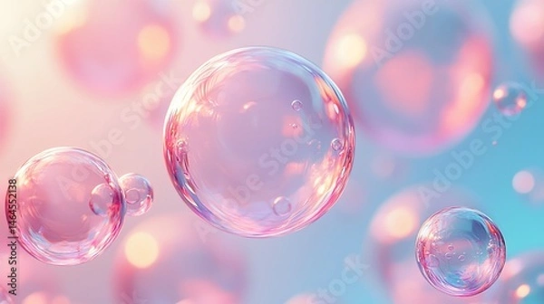 Fototapeta Soap bubbles floating gracefully in the air with a smooth and elegant minimalist aesthetic style