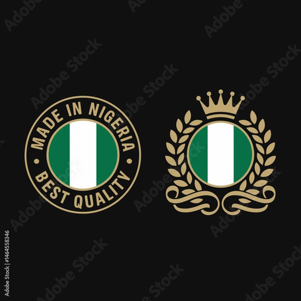 Fototapeta Made in Nigeria Best Quality Logo with Flag and Crest
