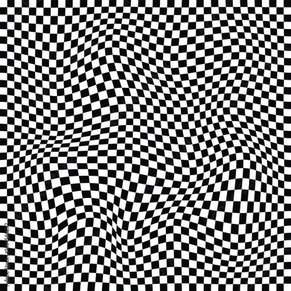 Obraz Simple abstract rectangle wavy pattern background. Wavy checkered pattern. Surreal modern geometric shapes. Abstract twisted background. Groovy backgrounds in the trendy style. Vector illustration.