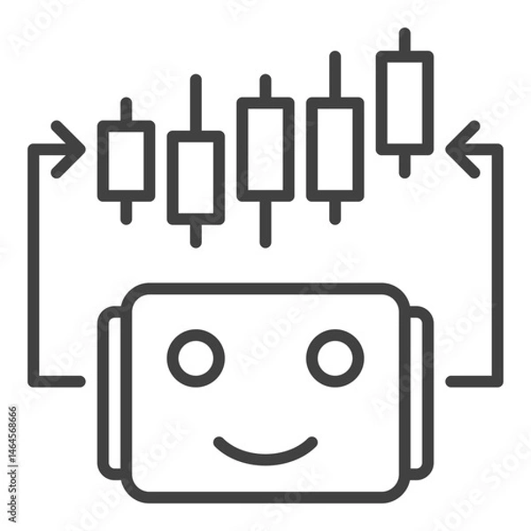 Obraz Automated Crypto Trading Bot with Candlestick Chart vector icon or symbol in outline style