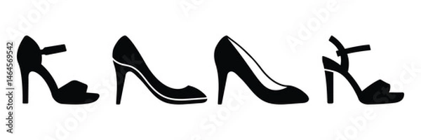 Obraz High heel shoes silhouettes icon vector illustration isolated on white background