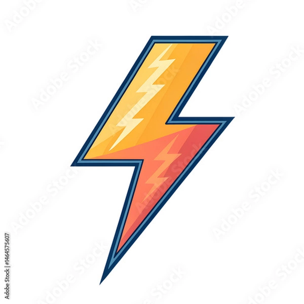 Obraz Colorful Lightning Bolt png Transparent or isolated on white background with Yellow, Orange, and Blue Hues Symbolizing Energy, Power, and Electric Force