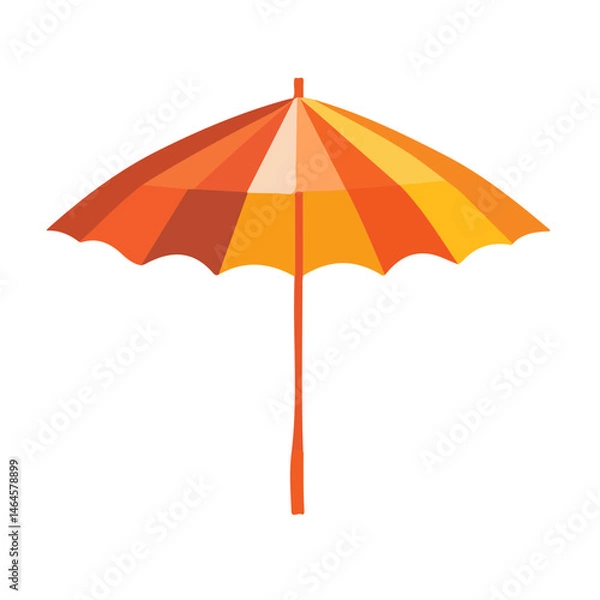 Fototapeta 2D flat vector illustration of A Bright Summer Parasol Casting Shade, isolated on a white background.