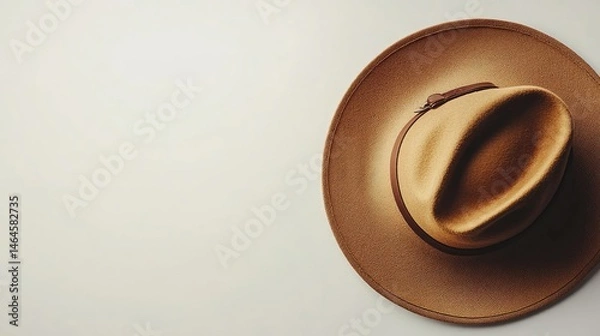 Obraz Light beige cowboy hat on a plain background.