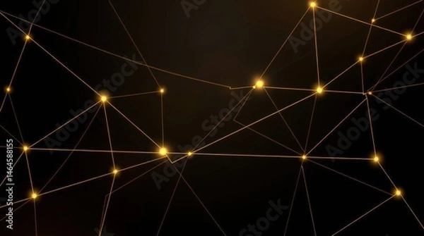 Obraz Captivating golden lines and luminous points intersecting against a deep black background