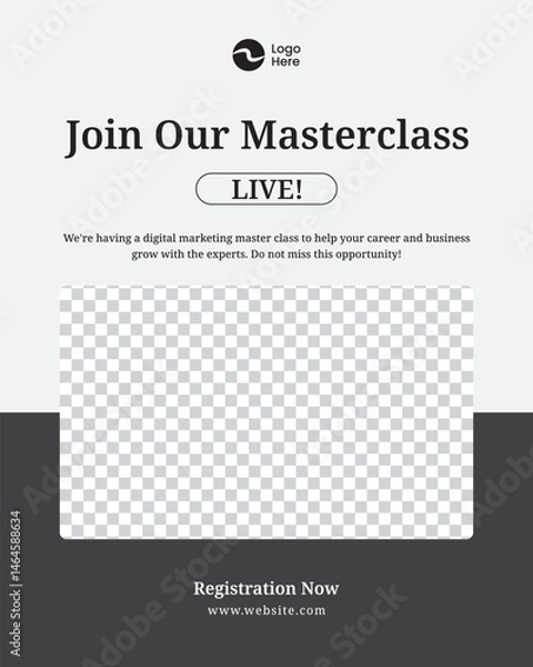 Fototapeta Modern Masterclass Poster Template for Digital Marketing Webinar or Online Event