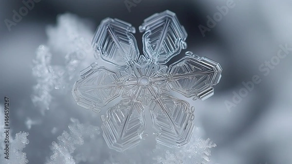 Fototapeta Detailed macro view of delicate snowflake.
