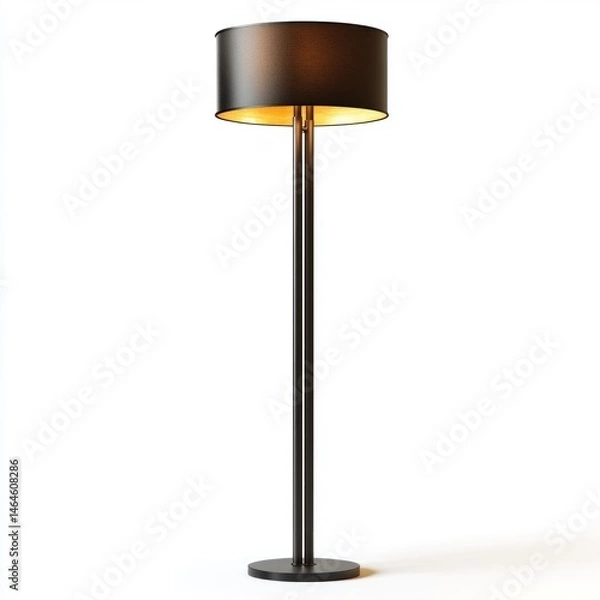 Fototapeta Contemporary dual-USB floor lamp isolated on white background 