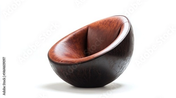 Fototapeta Contemporary egg-shaped swivel chair isolated on white background.  