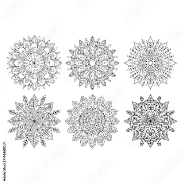 Fototapeta A silhouette of mandala coloring Icon vector on a white background