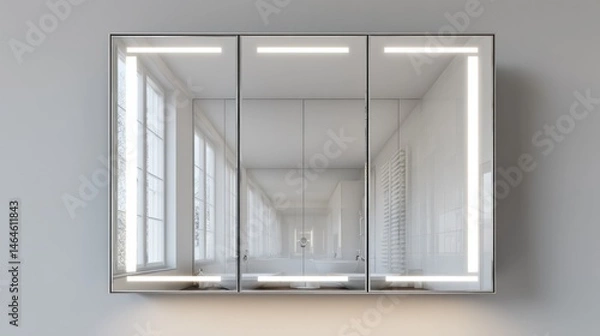 Fototapeta Contemporary LED mirror cabinet isolated on white background  