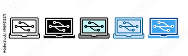 Fototapeta Version Control Icon Set Multiple Style Collection