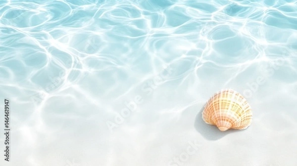 Obraz Seashell on sandy beach submerged in clear water summer vacation theme