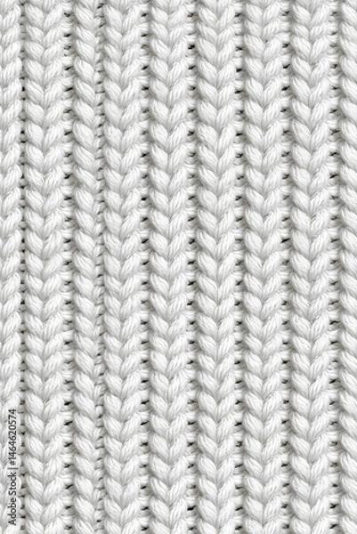 Fototapeta White natural seamless texture of knitted wool textile material background