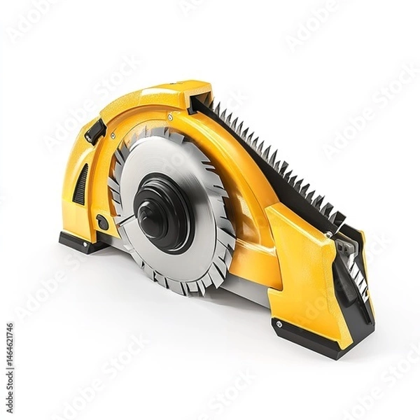Obraz Explore the yellow circular saw blade tool for cutting wood and metal in detailed product photography