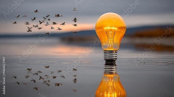Obraz Illuminated Idea Surrounded by Birds