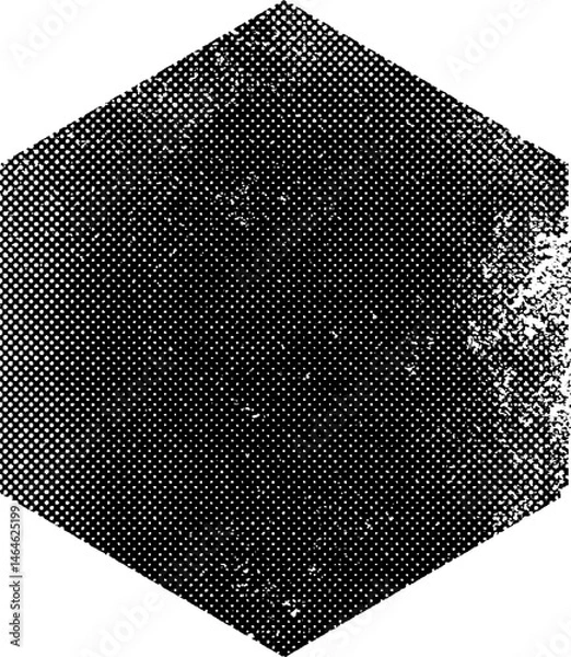 Fototapeta Large halftone distressed hexagon texture with a transparent background
