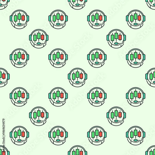 Fototapeta Cryptocurrency Trading Bot vector Crypto Automation Tools colored seamless pattern
