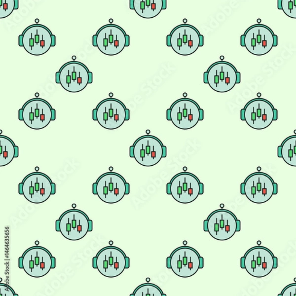 Fototapeta Cryptocurrency Trading Bot vector round colored seamless pattern