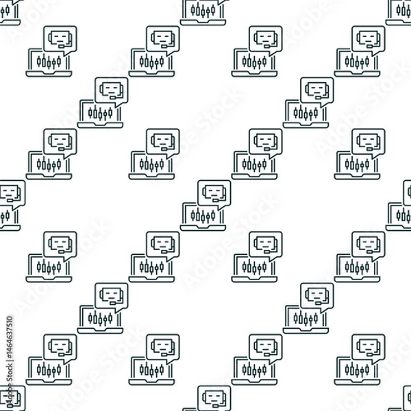 Fototapeta Laptop with Automated Trading Bot vector thin line seamless pattern