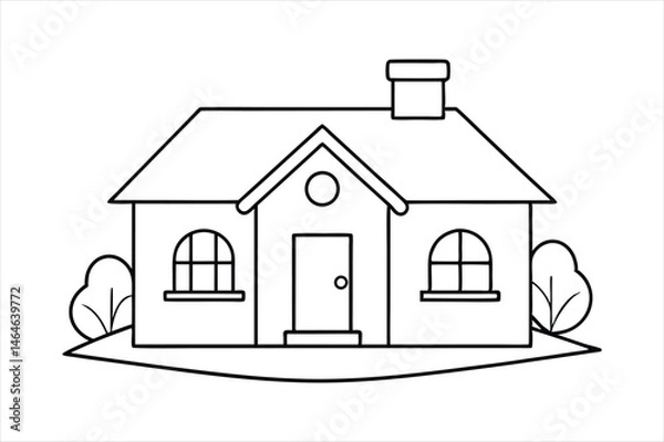 Fototapeta Minimalist Line Art House Building Vector Illustration.