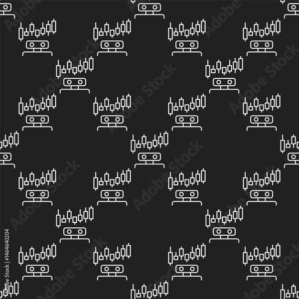 Fototapeta Trading Bot vector Automation Tools outline simple seamless pattern