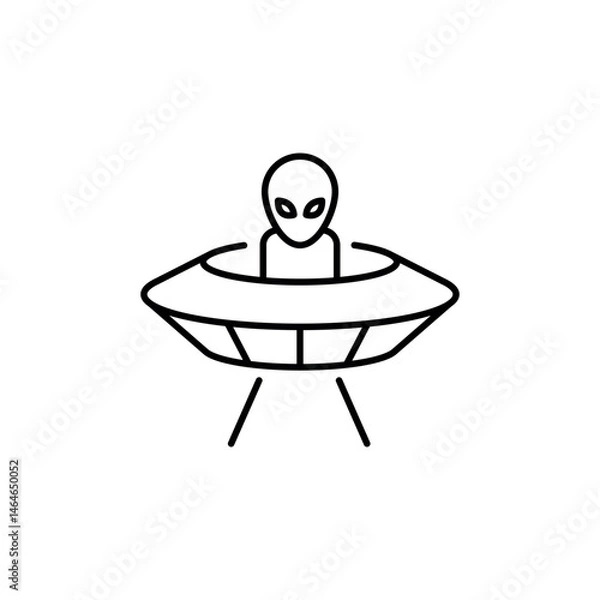 Fototapeta Alien in saucer icon. Simple alien in UFO icon for social media, app and web design. Vector illustration.