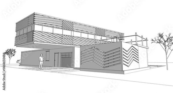 Obraz  modern modular house 3d illustration