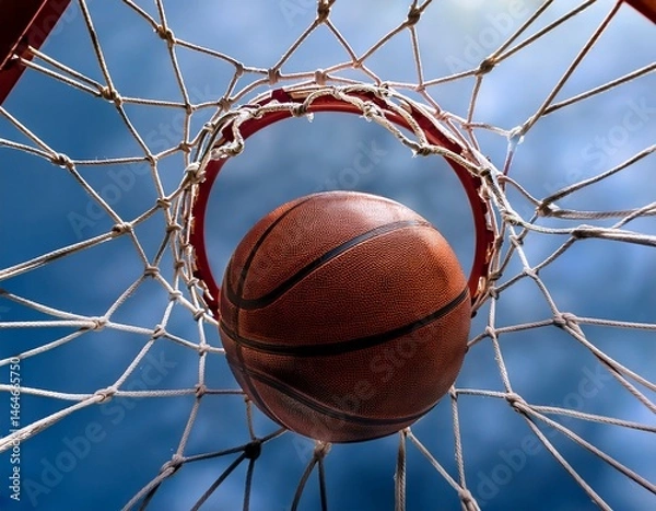 Fototapeta basketball swishes through the net during an exciting game