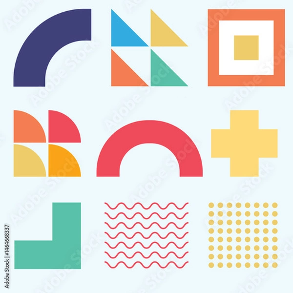 Fototapeta Colorful Geometric Shapes Collection – Abstract Design Elements Set