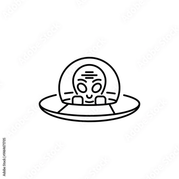 Fototapeta Alien in saucer icon. Simple alien in UFO icon for social media, app and web design. Vector illustration.