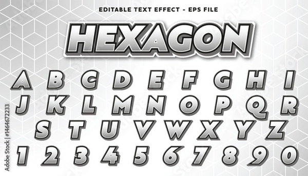 Fototapeta hexagon editable  text and alphabet effect with modern background