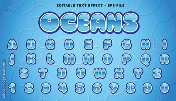 Fototapeta oceans editable  text and alphabet effect with modern background