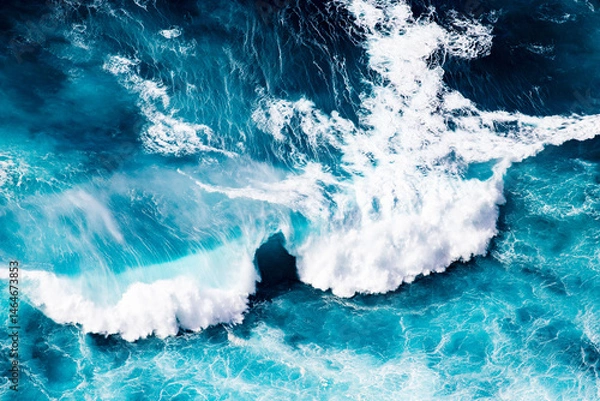 Fototapeta abstract aerial view background of blue waves