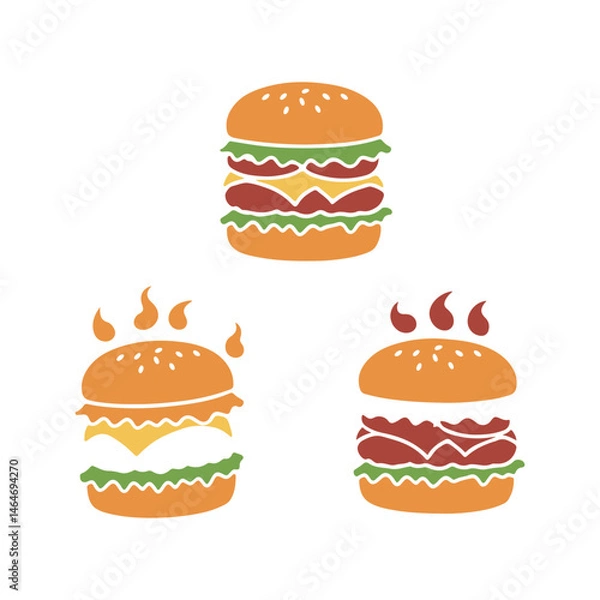 Obraz vector illustration of a hamburger fastfood icon set vintage design