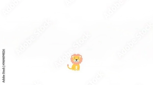 Obraz Thick fog, low visibility, modern flat design, soft pastel colors. Vector pop art lion logo, bold colors, clean white background. Adorable, charming lion, simple shapes