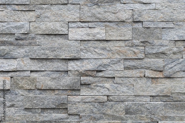 Fototapeta Texture of gray brick slate stone wall surface