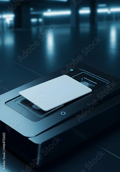 Fototapeta Futuristic Smart Card Reader Secure Access Control System Technology