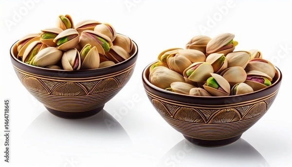 Fototapeta pistachios in two decorative bowls isolated on a white background