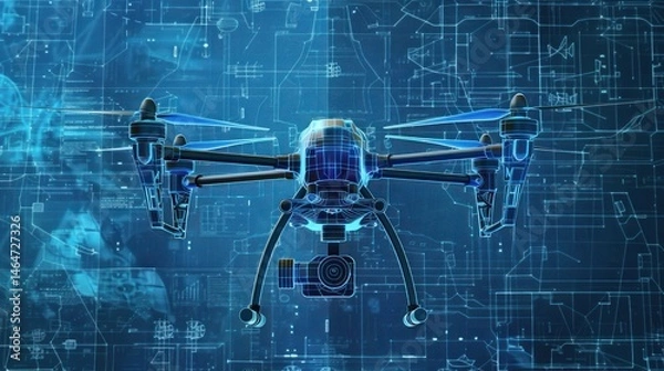 Obraz Drone with circuit background