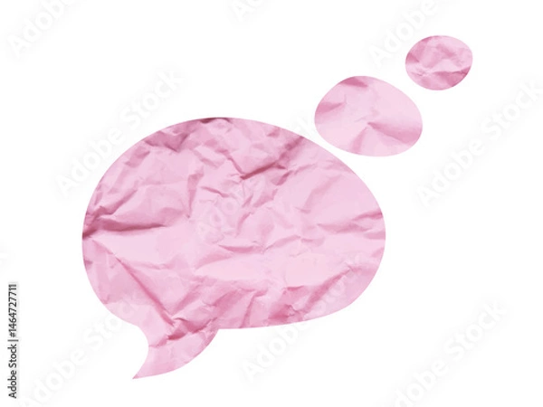 Obraz Pink speech bubble made of crumpled paper. isolated template for banner.
