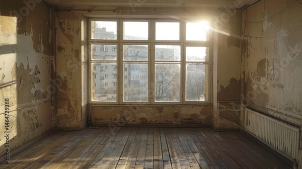 Obraz Empty room with sunlit window
