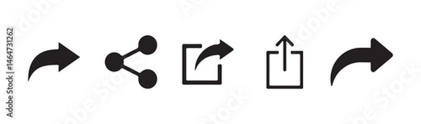 Fototapeta Black share icon set. Share arrow, link, connection icon. Vector Illustration EPS 10