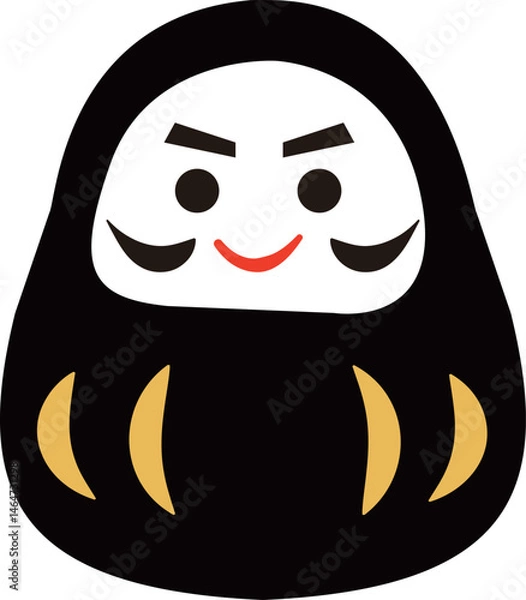 Obraz 文字入れができる、黒いだるまのイラスト