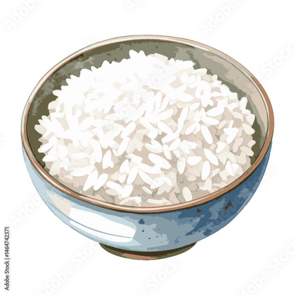 Obraz お茶碗に盛られた白米の水彩風イラスト　生成AI