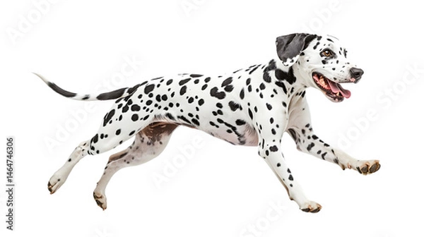 Fototapeta Energetic Dalmatian Dog Running Happily on Transparent Background