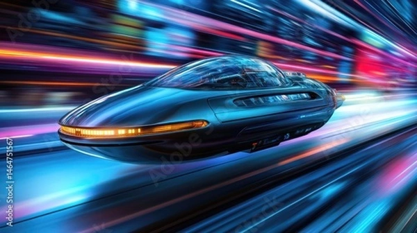 Fototapeta Futuristic Speedster: A Blazing Journey Through Neon Nights