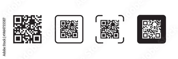 Fototapeta QR code icons sample for smartphone scanning isolated on transparent background. Scan me text Vector. for smartphone, mobile app, payment and discounts